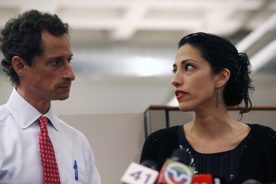 &nbsp;Huma Abedin, wife of Anthony Weiner, a leading candidate for New York City mayor, speaks during a press conference on July 23, 2013 in New York City. Weiner addressed news of new allegations that he engaged in lewd online conversations with a woman after he resigned from Congress for similar previous incidents.&nbsp;