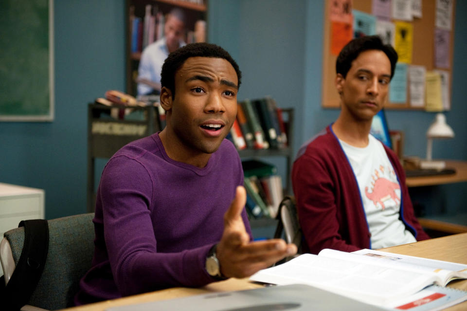 From left: Troy (Glover) and Abed (Danny Pudi) in Community