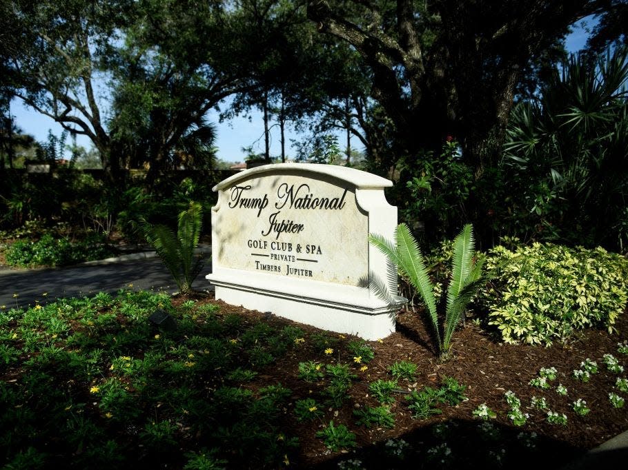 The entrance sign to Trump National Golf Club in Jupiter, Florida