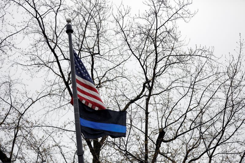 Demonstrators confront police following an officer-involved killing in Brooklyn Center, Minnesota