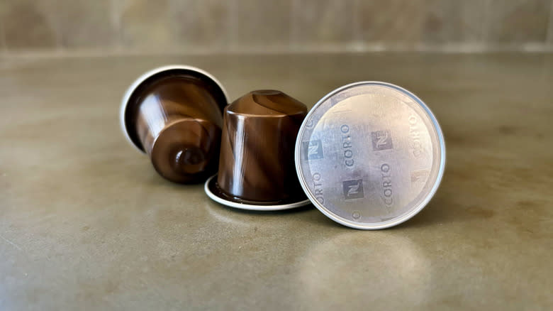 Nespresso Corto pods on counter