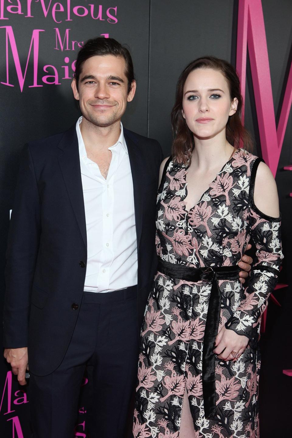 NEW YORK, NY - NOVEMBER 13: Jason Ralph and Rachel Brosnahan attend "The Marvelous Mrs. Maisel" New York Premiere at Village East Cinema on November 13, 2017 in New York City. (Photo by Steve Zak Photography/Getty Images)