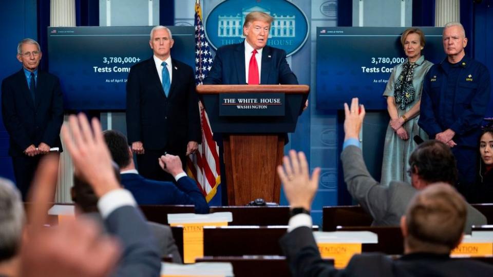 Trump durante una rueda de prensa en la Casa Blanca.