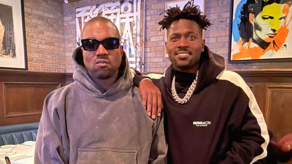 Kanye West and Antonio Brown pose for a picture at Craig’s restaurant in West Hollywood, California on Jan. 10, 2021. (Credit: Antonio Brown on Twitter)