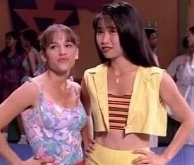 Kimberly the pink ranger (left) and Trini the yellow ranger (right)