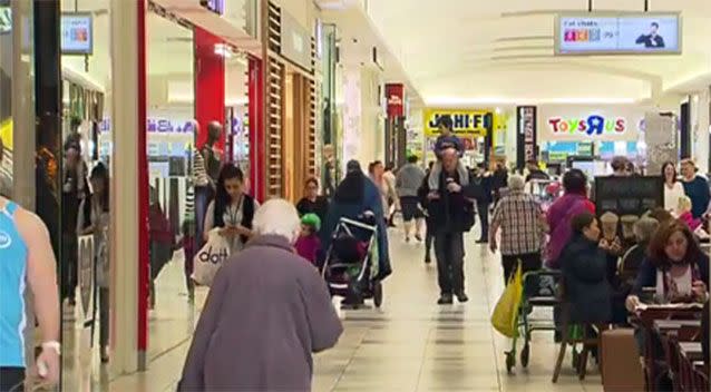 Shoppers inside the Northland Shopping Cantre. Source: 7News