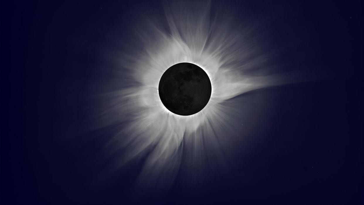 total solar eclipse and sun corona, on march 9 2016 in indonesia