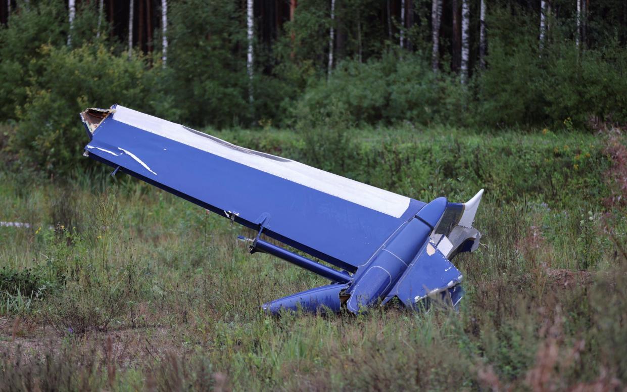 A wreckage of the private jet linked to Wagner mercenary chief Yevgeny Prigozhin in the Tver region, Russia