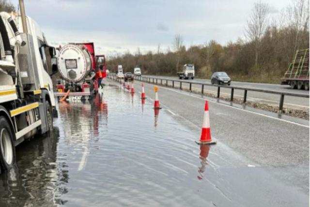 Delays on A14 as parts of road still submerged