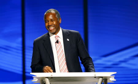 U.S. Republican presidential candidate Dr. Ben Carson speaks at the North Texas Presidential Forum hosted by the Faith & Freedom Coalition and Prestonwood Baptist Church in Plano, Texas October 18, 2015. REUTERS/Mike Stone