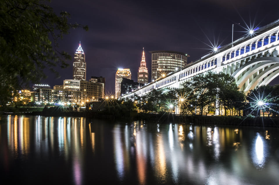 Nighttime view of Cleveland, Ohio