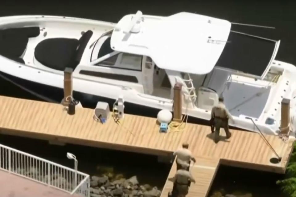 <p>CBS Miami/ Youtube</p> Aaerial view of boat being seized in Florida