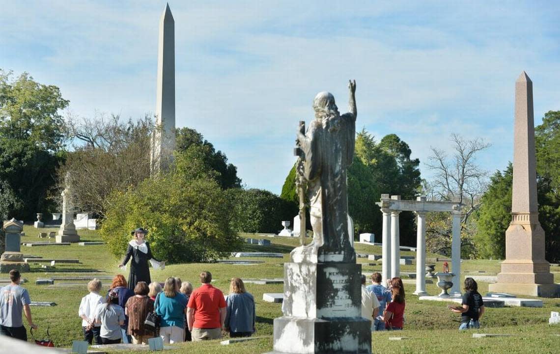 The Spring Spirits Stroll takes place at Historic Riverside Cemetery during the Cherry Blossom Festival.