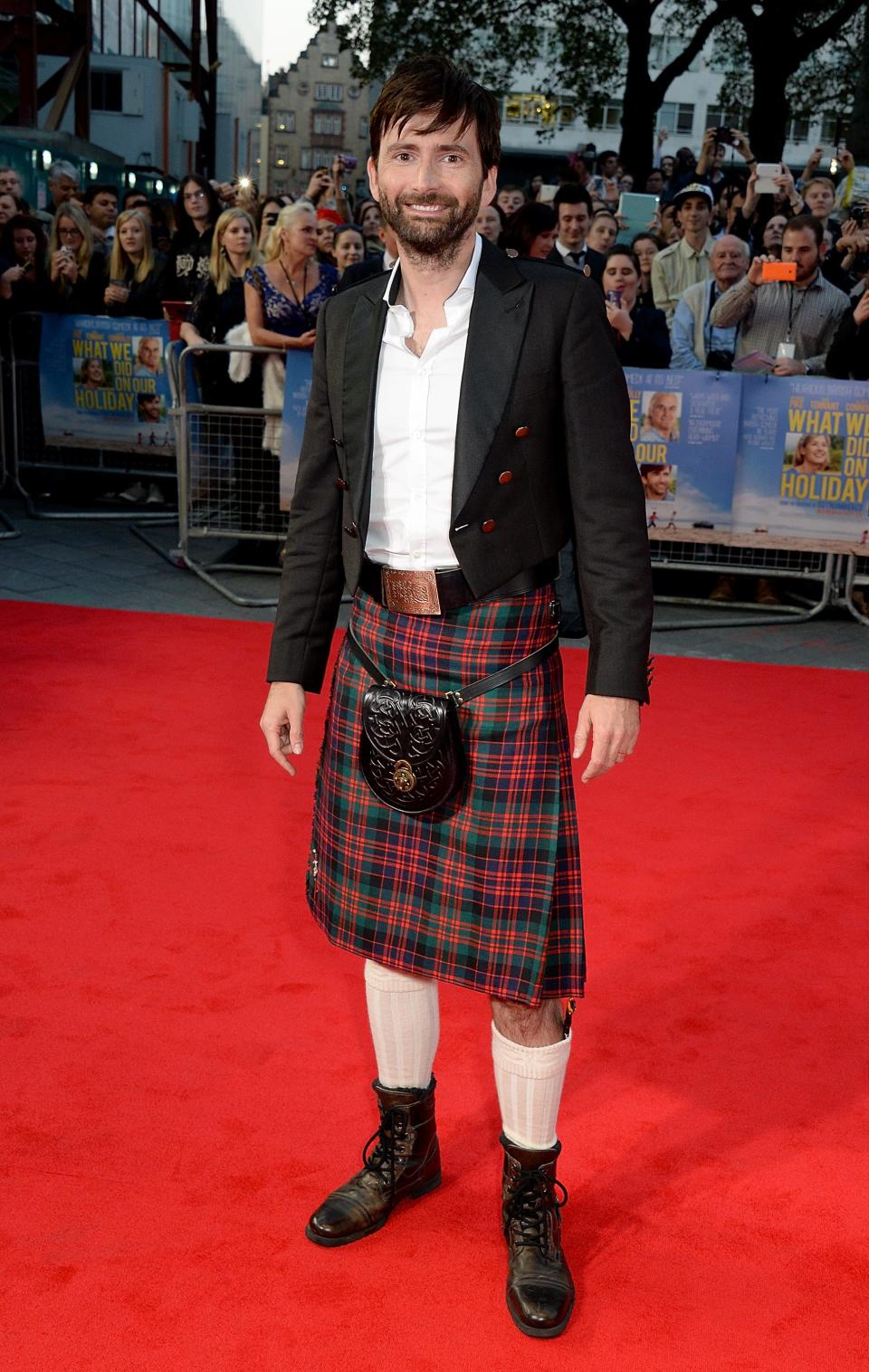 David Tennant attends the 2014 World Premiere of "What We Did On Our Holiday" in London.