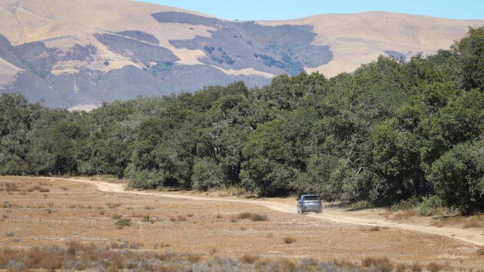 Nick Tompkins of NKT Commercial leads a tour of the proposed Dana Reserve housing development between Willow Road and Sandydale Drive and Highway 101 in Nipomo on July 6, 2022.