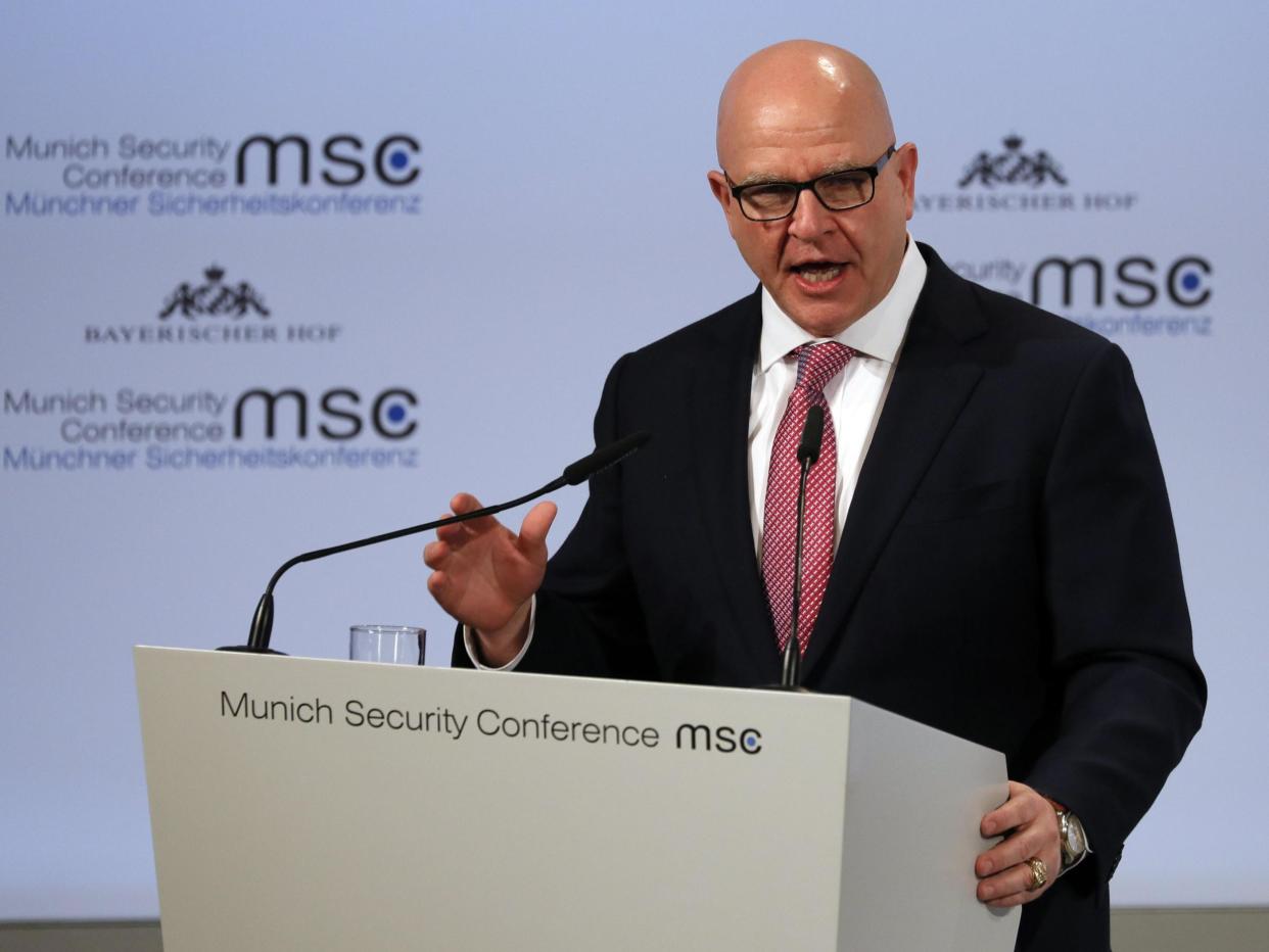 HR McMaster speaks during the Munich Security Conference: EPA