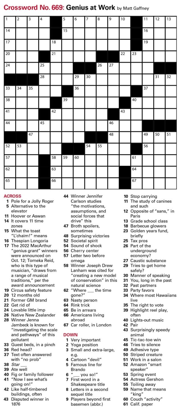 Crossword, Oct. 13, Puzzles