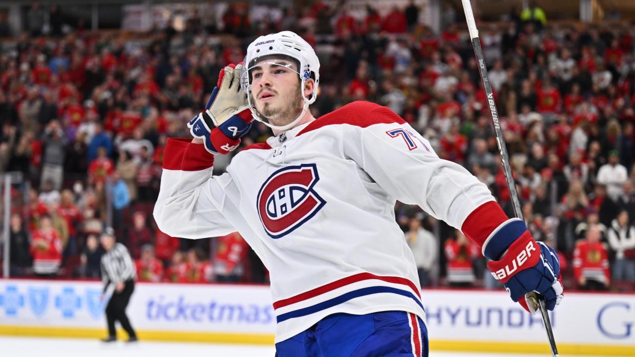 Kirby Dach got the last laugh in his return to Chicago after he was traded to Montreal at the NHL Draft in July. (Getty Images)