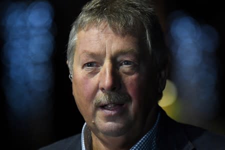 Democratic Unionist Party (DUP) Brexit spokesman Sammy Wilson MP speaks to media after the DUP annual party conference in Belfast