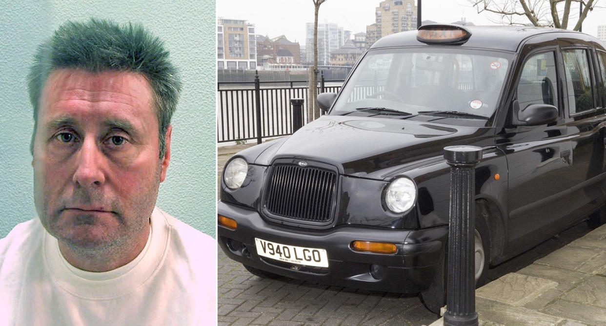 Black cab rapist John Worboys, left, who has been told he will not be released from prison. He committed a series of sexual assaults on passengers in his taxi (right). (PA).