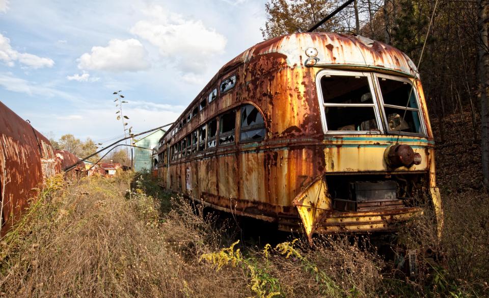 <p>Abandoned trolley graveyard in Pennsylvania. (Photo: Abandoned America/Caters News) </p>