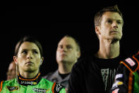 DAYTONA BEACH, FL - FEBRUARY 27: Danica Patrick, driver of the #10 GoDaddy.com Chevrolet, stands with husband Paul Hospenthal on the grid prior to the start of the NASCAR Sprint Cup Series Daytona 500 at Daytona International Speedway on February 27, 2012 in Daytona Beach, Florida. (Photo by Streeter Lecka/Getty Images)