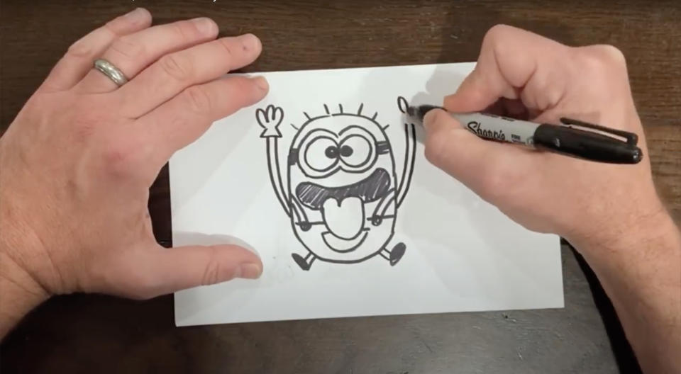 Ableson shares his step-by-step guide to drawing Gru's henchmen. (Illumination/ Youtube)