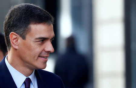 FILE PHOTO: Spain's Prime Minister Pedro Sanchez arrives at Parliament in Madrid, Spain, February 12, 2019. REUTERS/Juan Medina/File Photo