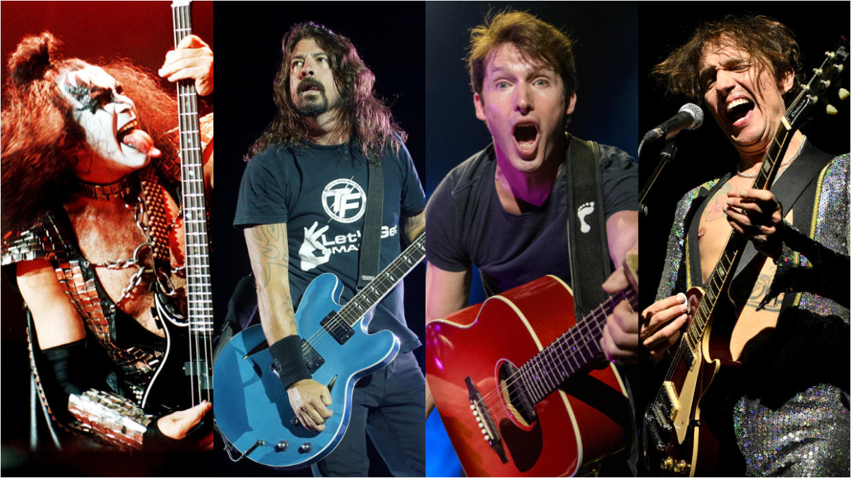  Gene Simmons, Dave Grohl, James Blunt, Justin Hawkins. 