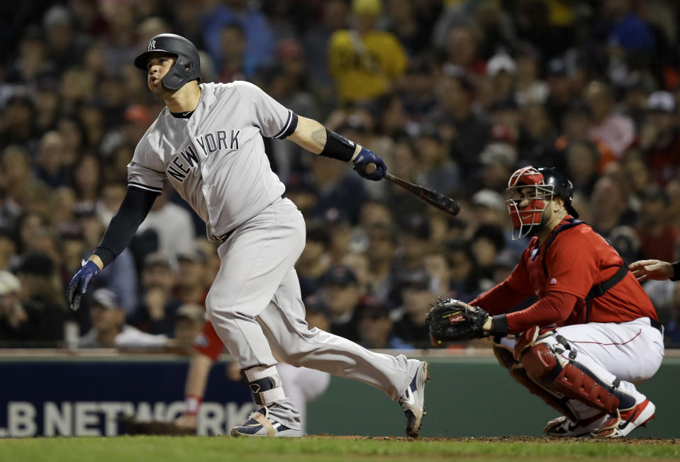 Gary Sanchez should be the first catcher off fantasy draft boards — with good reason. (AP Foto/Charles Krupa)
