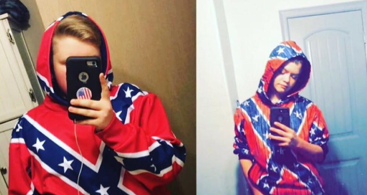 Teens wore Confederate flag hoodies and face paint to school in support of a pro-flag movement. (Photo: joshlers._.child via Instagram)