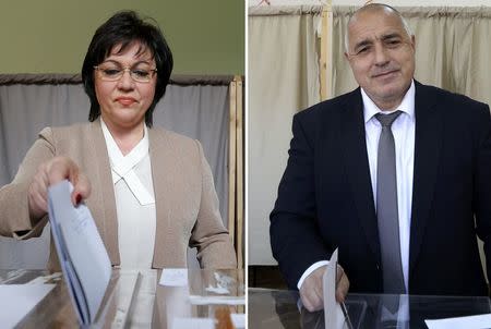 A combination picture shows Kornelia Ninova (L), leader of the Bulgarian Socialist party and Boiko Borisov, former Bulgarian prime minister and leader of centre-right GERB party voting in Sofia, Bulgaria, March 26, 2017. REUTERS/Staff