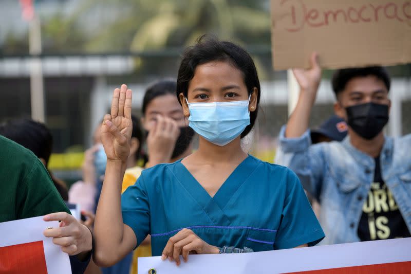 Protest against the military coup in Yangon
