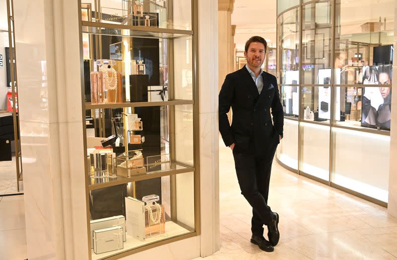 Medway, CEO of the Knightsbridge and King's Road Partnerships, poses for a portrait at Harrods, following an interview with Reuters in London