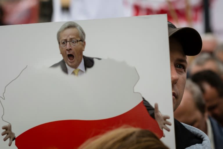 The EU's pressure on Warsaw over its judicial reforms has sparked Polish anger, with demonstrators holding banners this month showing European Commission President Jean-Claude Juncker with the phrase "Keep your hands off Poland"