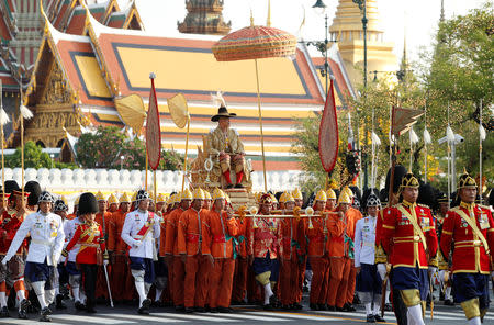 Thailand's newly crowned King Maha Vajiralongkorn is seen during his coronation procession, in Bangkok, Thailand May 5, 2019. REUTERS/Jorge Silva