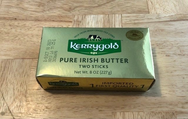 Kerrygold Pure Irish Butter in blocks and sticks has returned to New York store shelves after a packaging change required by state law.
