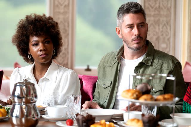 <p> Euan Cherry/Peacock via Getty </p> Arie Luyendyk Jr. with Shelbe Rodriguez on 'The Traitors' season 1.