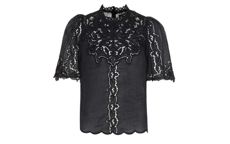 The presenter wore Isabel Marant's £475 ‘Mumba’ broderie anglaise top [Photo: Courtesy]