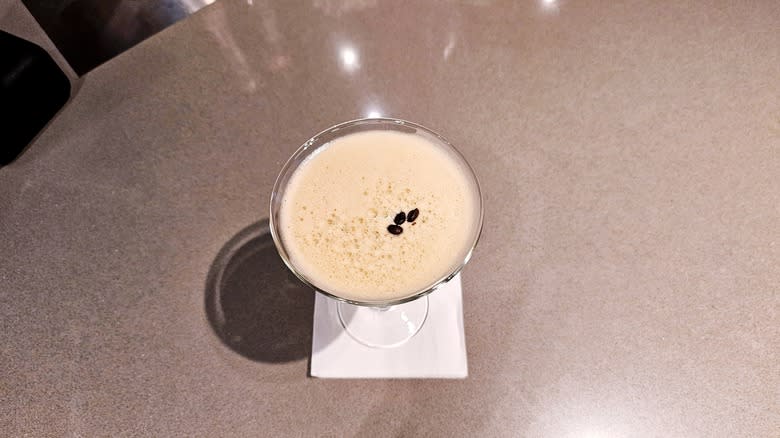 overhead shot of Chili's espresso martini