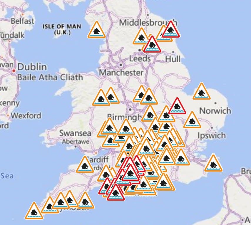 Flood warnings and alerts in place across the country (Met Office)