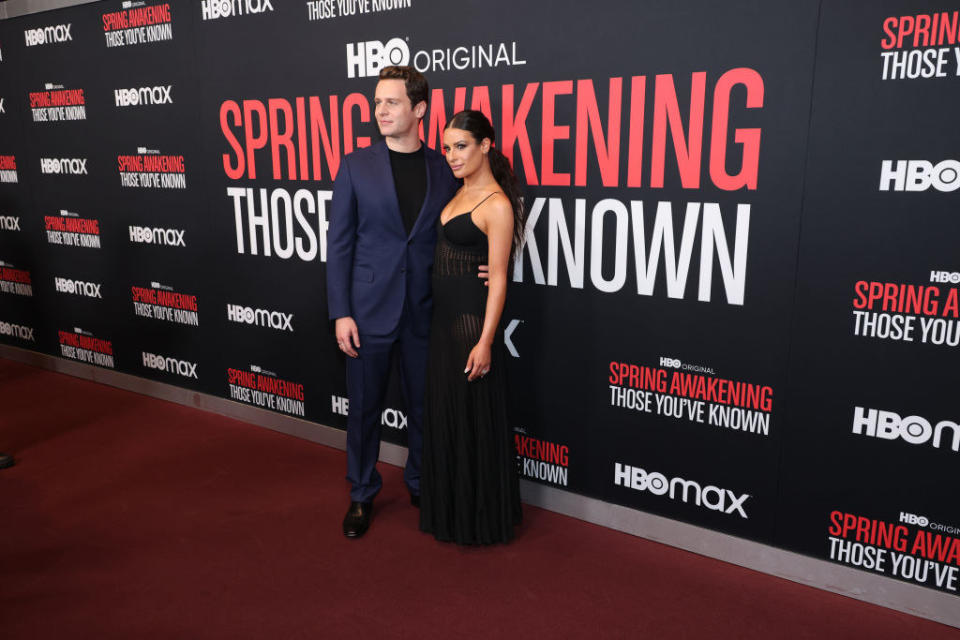 Jonathan Groff and Lea Michele on the red carpet