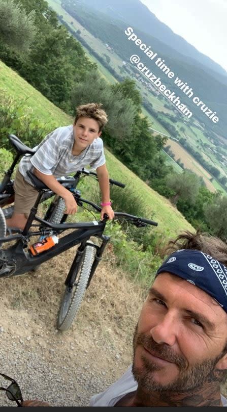 Wheely fun: David spent some quality time with his youngest son Cruz (@DavidBeckham)