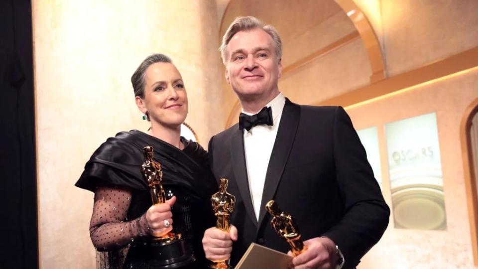 Emma Thomas and Chris Nolan win for Oppenheimer at the Oscars
