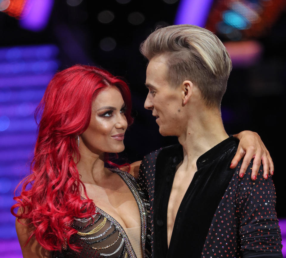 Celebrities and their professional dance partners attend a photocall ahead of the opening night of the 2019 Strictly Come Dancing Tour at Arena Birmingham  Featuring: Joe Sugg, Dianne Buswell Where: Birmingham, United Kingdom When: 17 Jan 2019 Credit: John Rainford/WENN