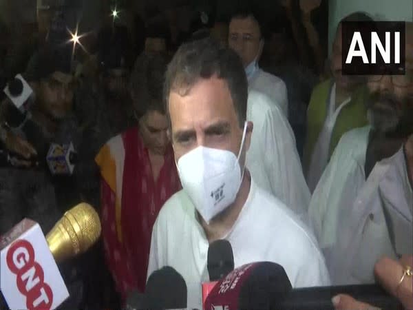 Congress leader Rahul Gandhi speaking to media. (Photo/ANI)