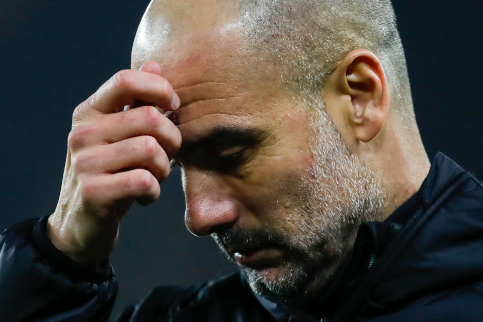 WOLVERHAMPTON, ENGLAND - DECEMBER 27: Pep Guardiola the head coach / manager of Manchester City during the Premier League match between Wolverhampton Wanderers and Manchester City at Molineux on December 27, 2019 in Wolverhampton, United Kingdom. (Photo by James Baylis - AMA/Getty Images)