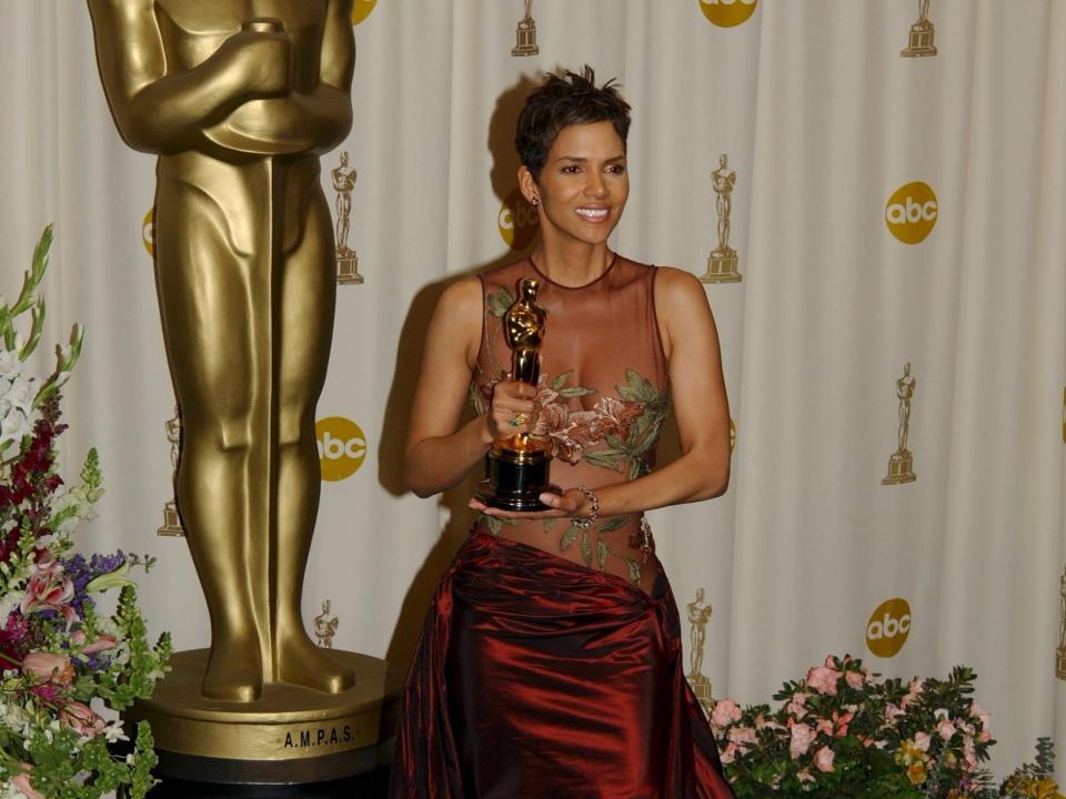 Halle Berry poses with her Oscar for best actress in 2002.