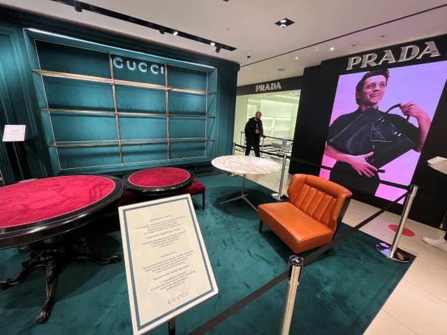 Moscow, Russia. 8th of March, 2022 A closed DIOR shop at the TsUM  Department Store in central Moscow. Stores of the luxury chains Gucci,  Prada, Louis Vuitton, Dior, David Yurman, Patek Philippe