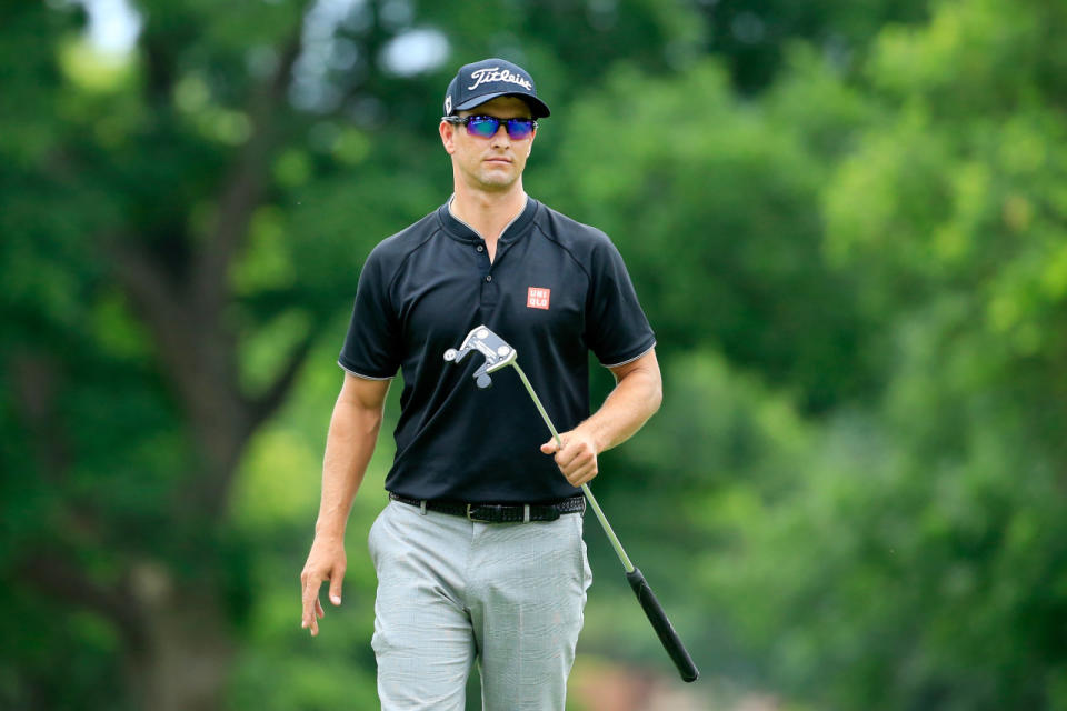<p>FORT WORTH, TX - MAY 26: Adam Scott of Australia looks on from the second green during the First Round of the DEAN & DELUCA Invitational at Colonial Country Club on May 26, 2016 in Fort Worth, Texas. (Photo by Ron Jenkins/Getty Images)</p>